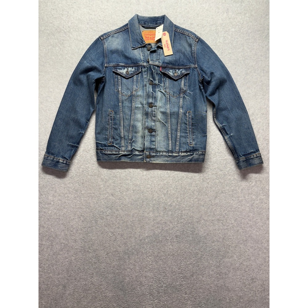 Levis Mens Trucker Jacket Medium Wash Denim Button Up 72334-0140 Size M NWT